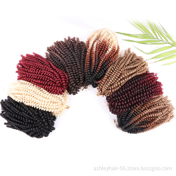 wholesale 8" black spring twist braiding hair synthetic long extension crochet braids hair ombre nubian spring twist hair